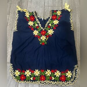 Handmade Embroidered Mexican Floral Top